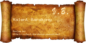 Valent Barakony névjegykártya